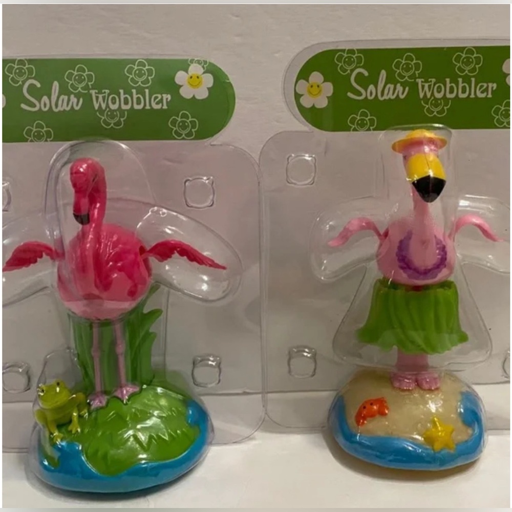 Set of 2 Flamingo,Solar Powered Bobble Toy